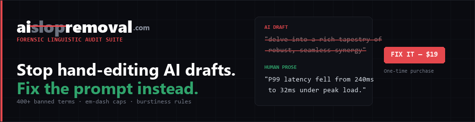 AI Slop Removal — forensic linguistic audit that finds the tells in AI-written drafts